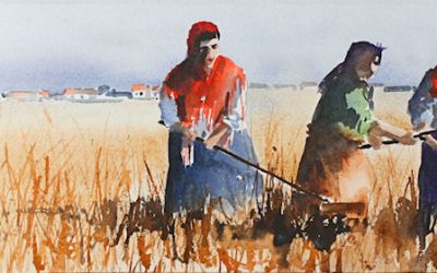 Aguarela - 'Alentejo - Ceifeiras' (25 X 75)