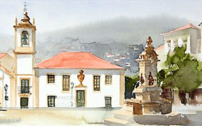 Aguarela - 'Arouca - Praça' (37 X 102)