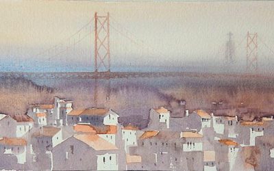 Aguarela - 'Lisboa - Casario' (25 X 75)