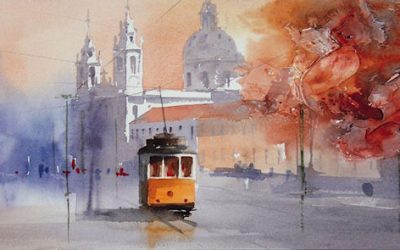 Técnica Mista - 'Lisboa - Electrico na Estrela' (25 X 75)